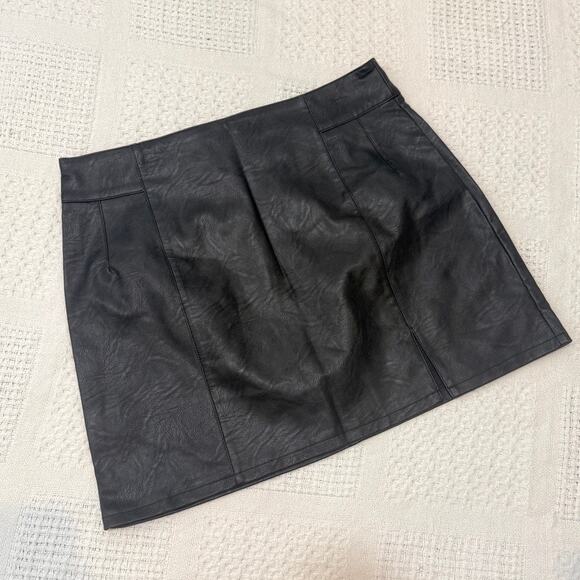 NWT Topshop 14 faux leather hem split mini skirt SK 3035 - Picture 7 of 8